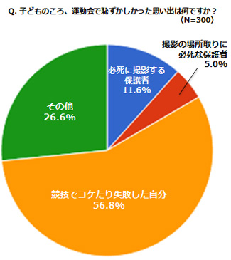 子どものころ、運動会で恥ずかしかった思い出は何ですか？の結果グラフ